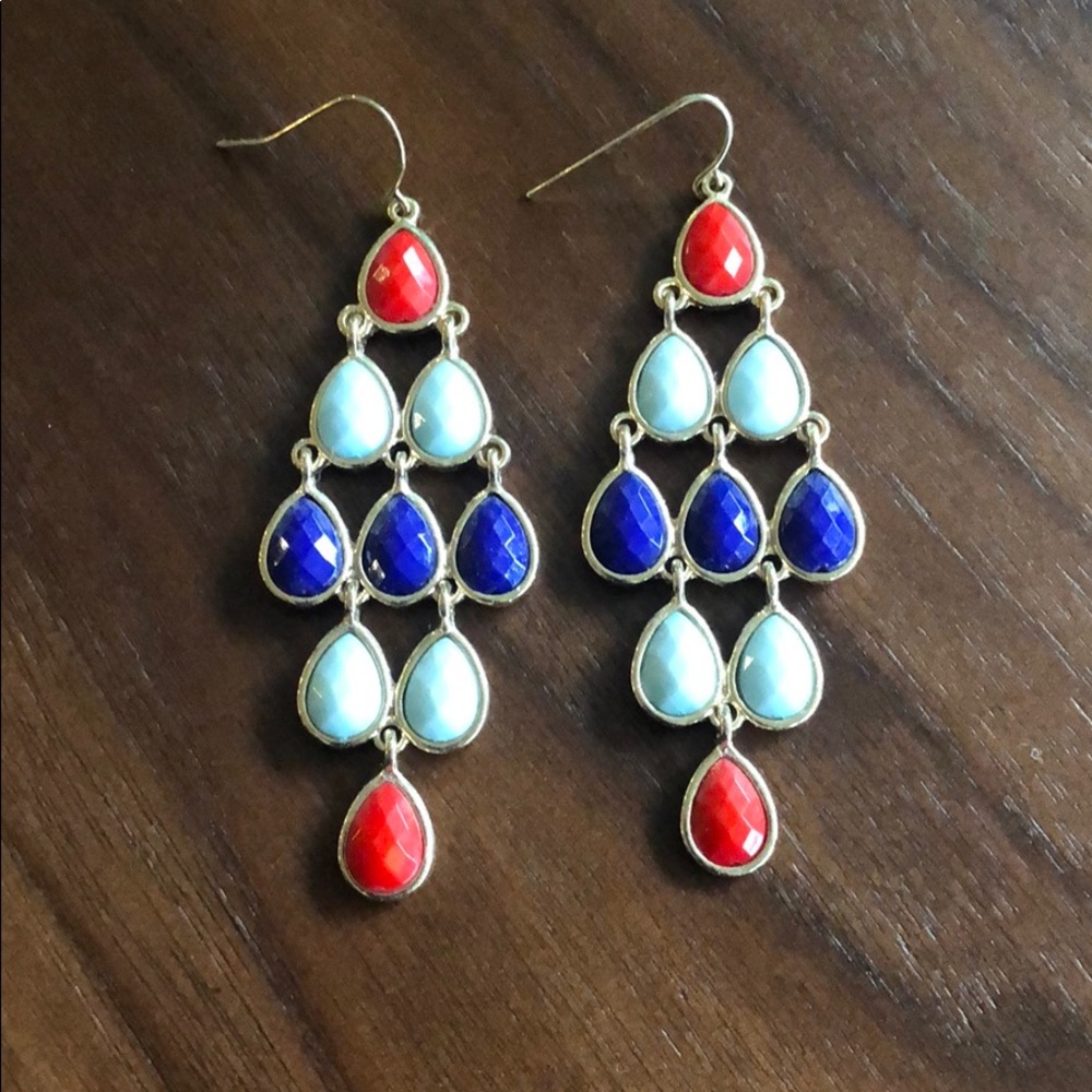 Red Turquoise & Blue Chandelier Earrings